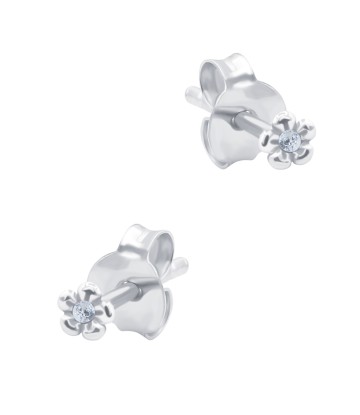 Mini Flower CZ Silver Stud Earring STS-6677